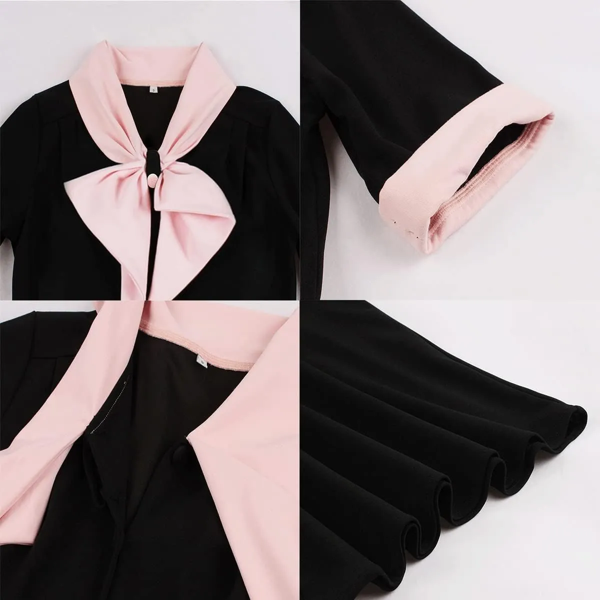 1950s Dresses for Women Vintage Rockabilly Retro Short Sleeve Tie Midi Dress Cocktail Party Evening Prom Gown