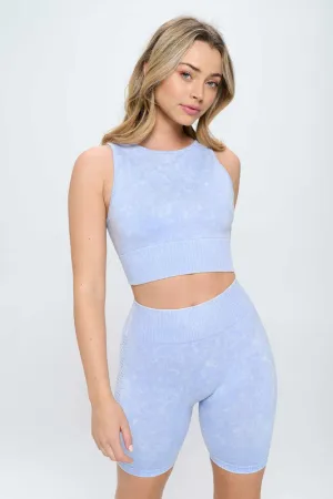 (2 Color Options) Gym Goals Mineral Wash Biker Shorts Set