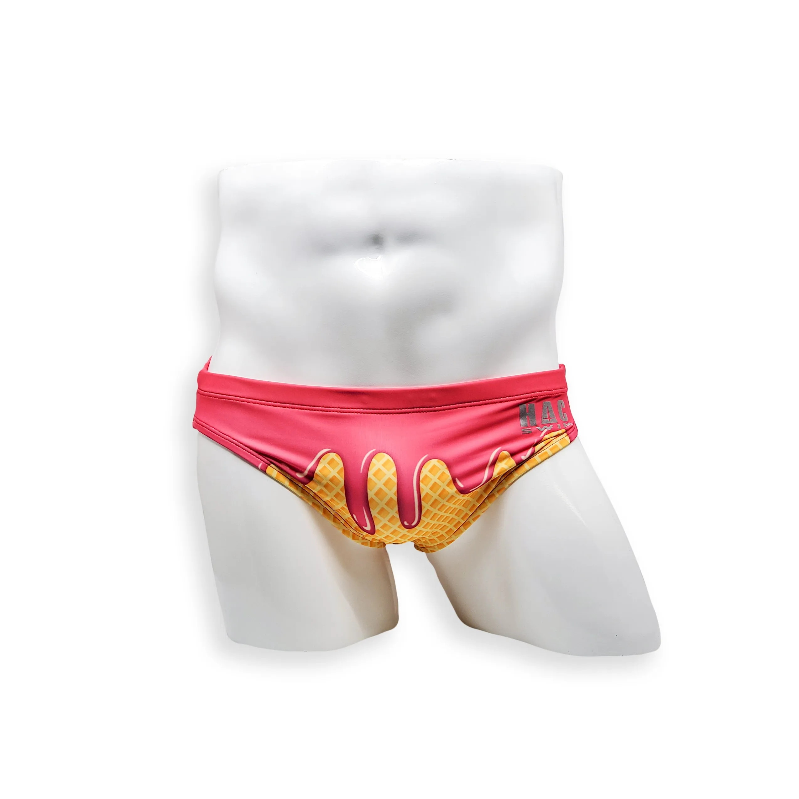 2 Inch Flat Front Swim Brief - Strawberry Ice Cream