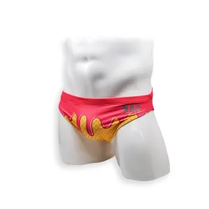 2 Inch Flat Front Swim Brief - Strawberry Ice Cream