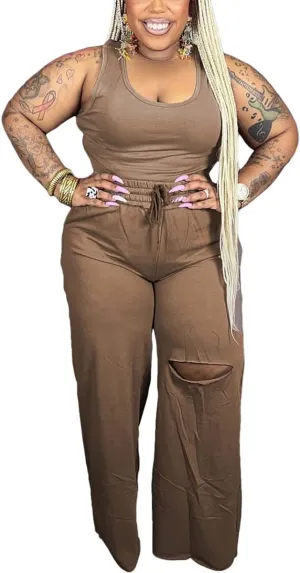 2 Piece Outfits for Women Cargo Pants Sets Bodycon Versatile Crop Top High Waist Baggy Long Pants Tracksuit