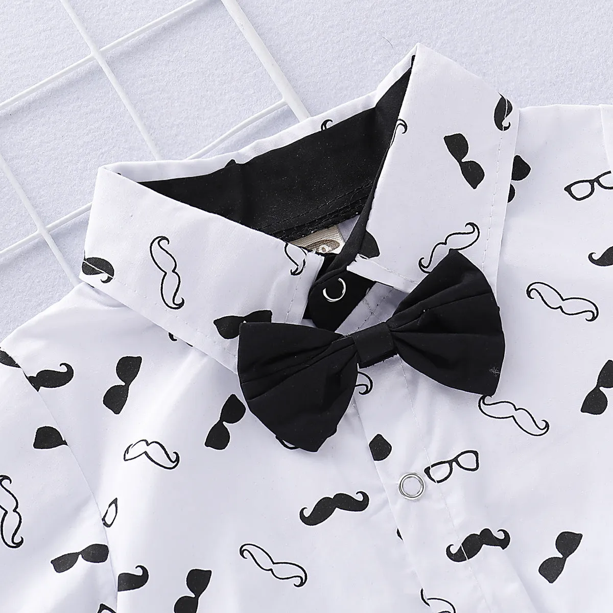2 Pieces Set Baby Boys Bow Print Rompers Wholesale 221214182