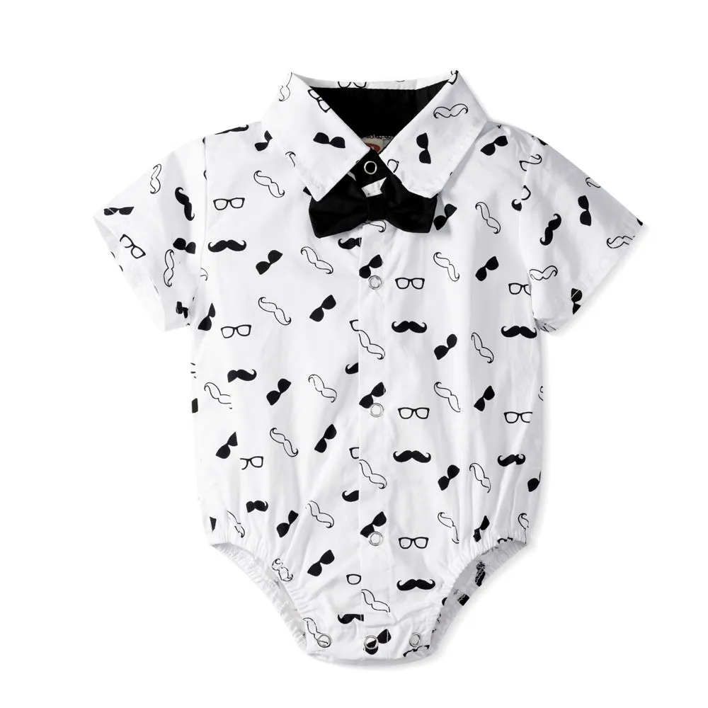 2 Pieces Set Baby Boys Bow Print Rompers Wholesale 221214182