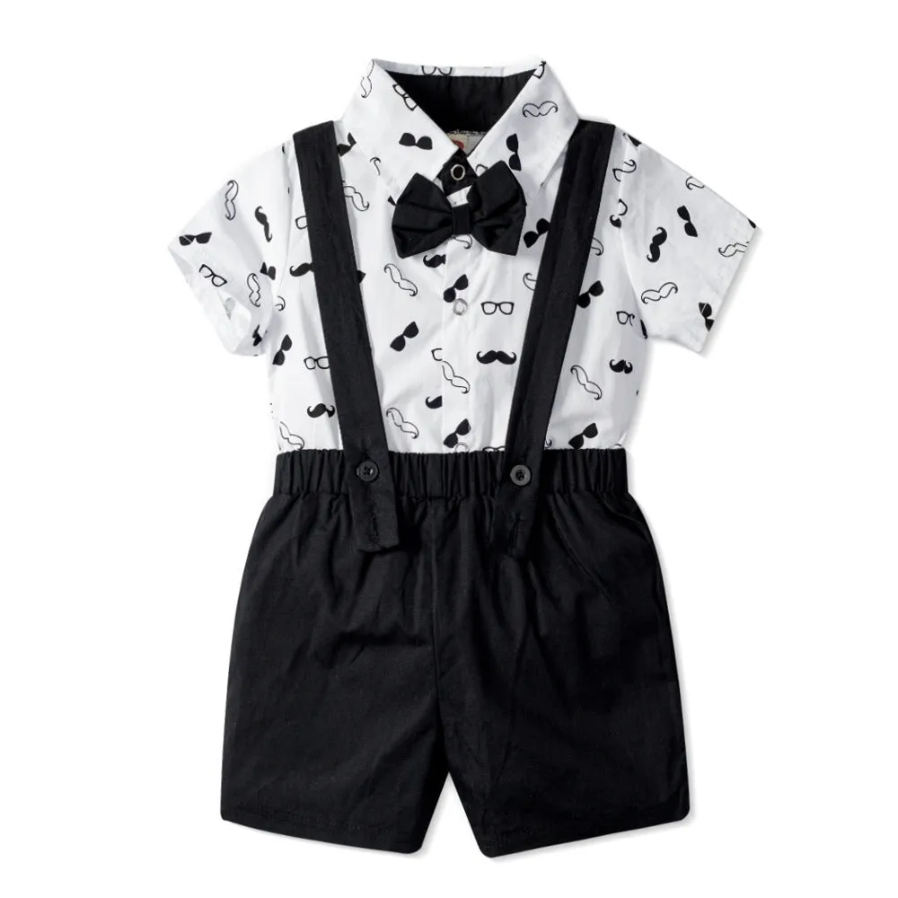 2 Pieces Set Baby Boys Bow Print Rompers Wholesale 221214182