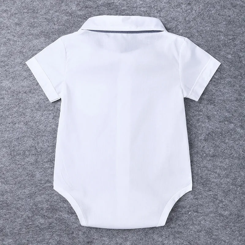 2 Pieces Set Baby Boys Solid Color Bow Rompers Wholesale 23030305