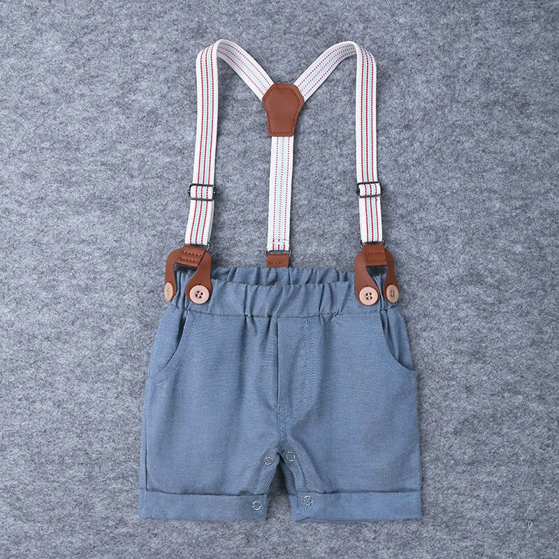 2 Pieces Set Baby Boys Solid Color Bow Rompers Wholesale 23030305