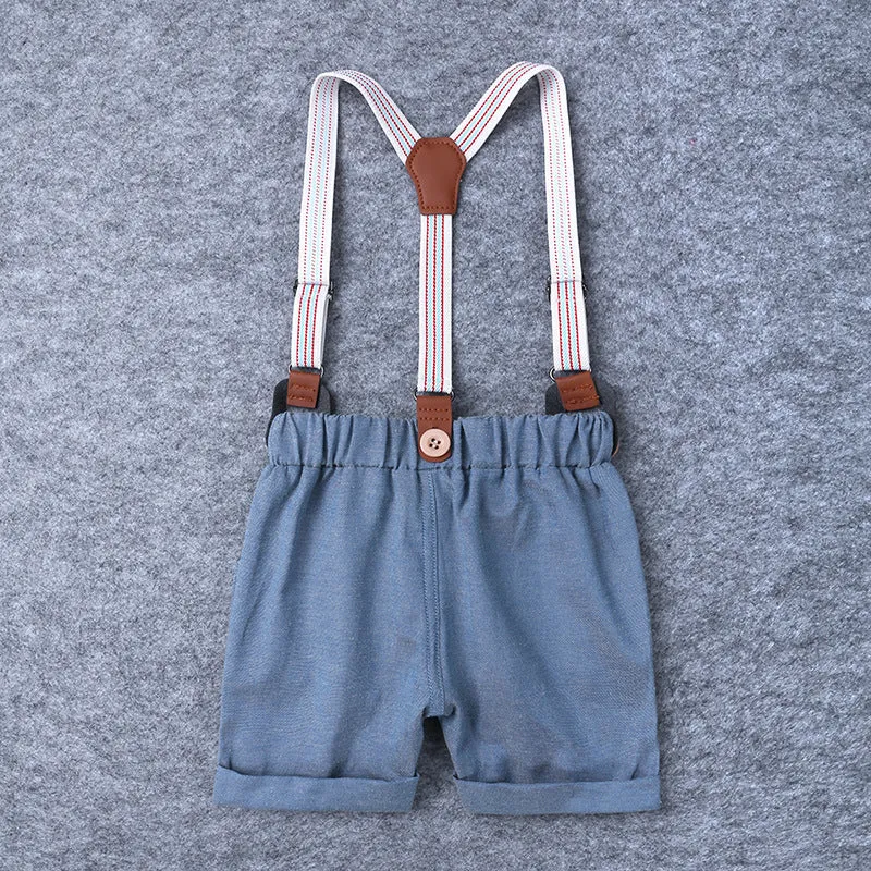 2 Pieces Set Baby Boys Solid Color Bow Rompers Wholesale 23030305