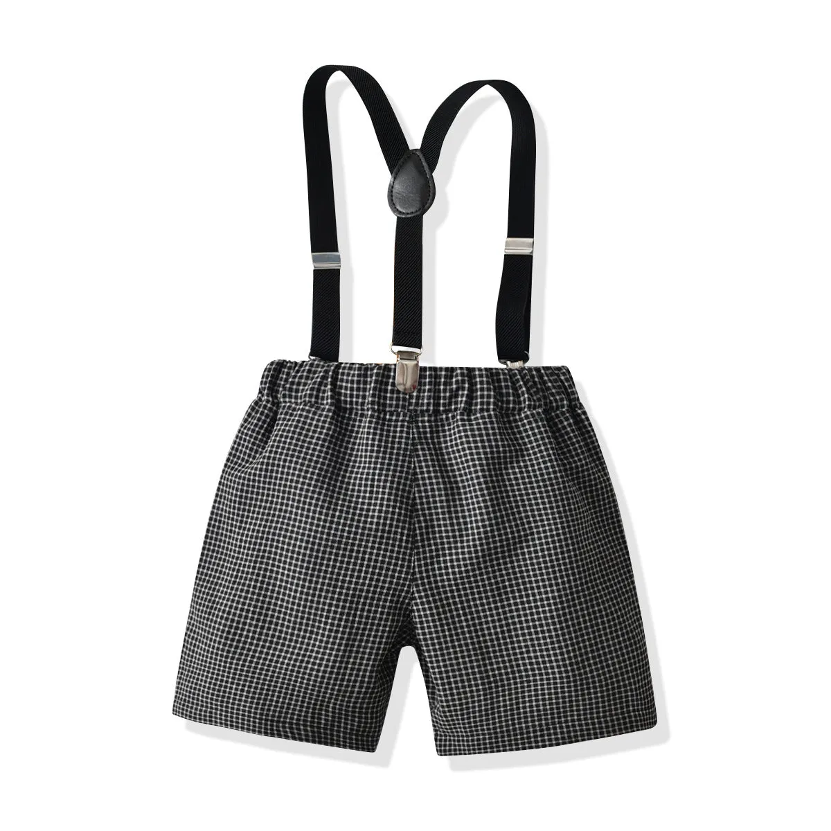 2 Pieces Set Baby Kid Boys Birthday Party Bow Shirts And Checked Rompers Wholesale 220531106