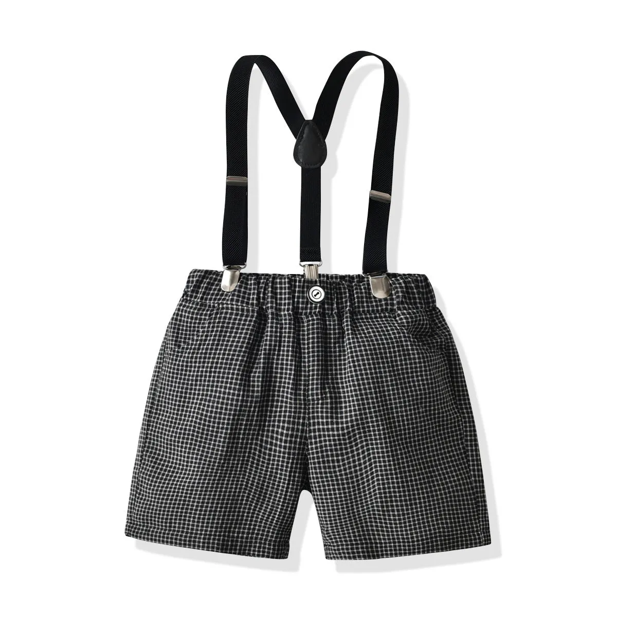 2 Pieces Set Baby Kid Boys Birthday Party Bow Shirts And Checked Rompers Wholesale 220531106