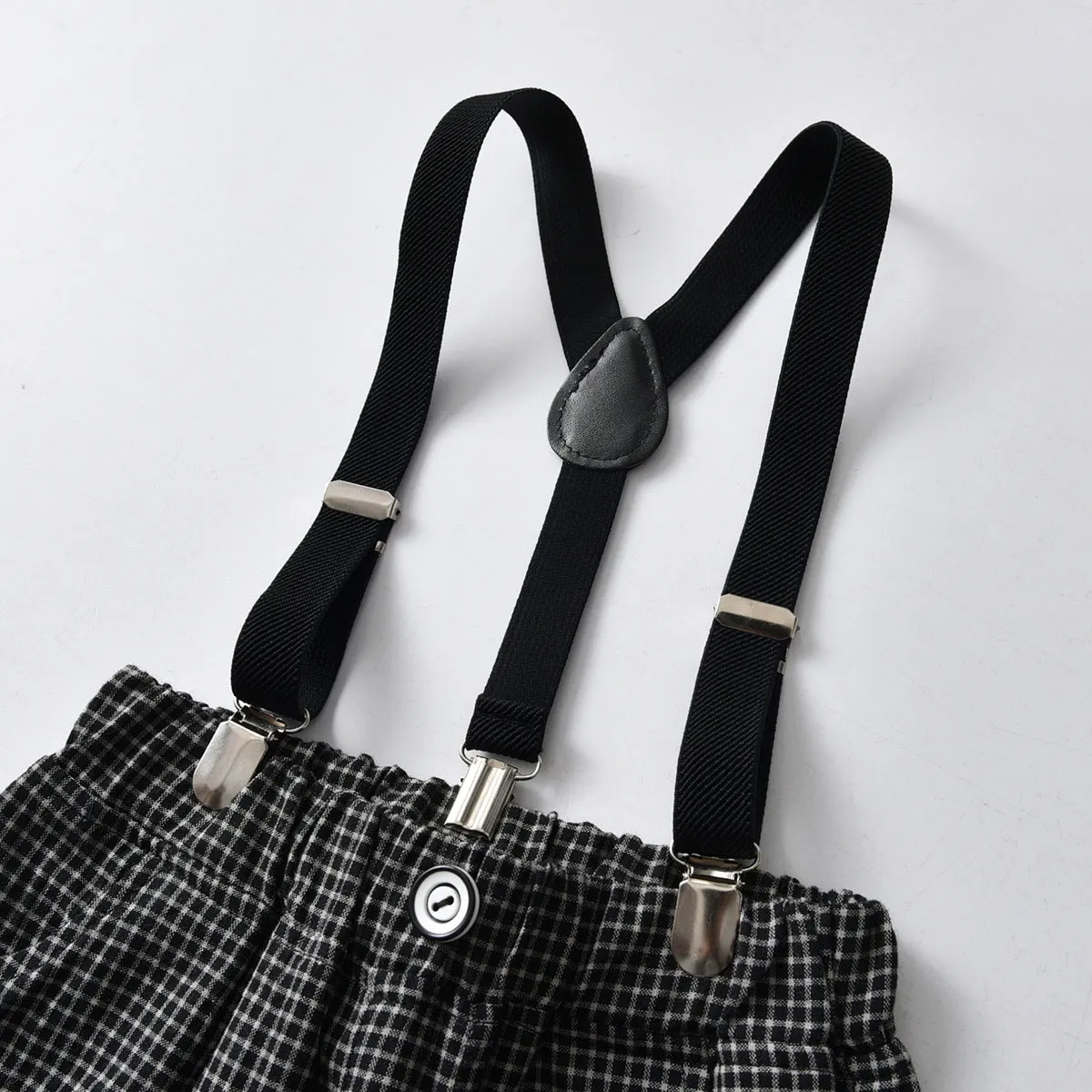 2 Pieces Set Baby Kid Boys Birthday Party Bow Shirts And Checked Rompers Wholesale 220531106