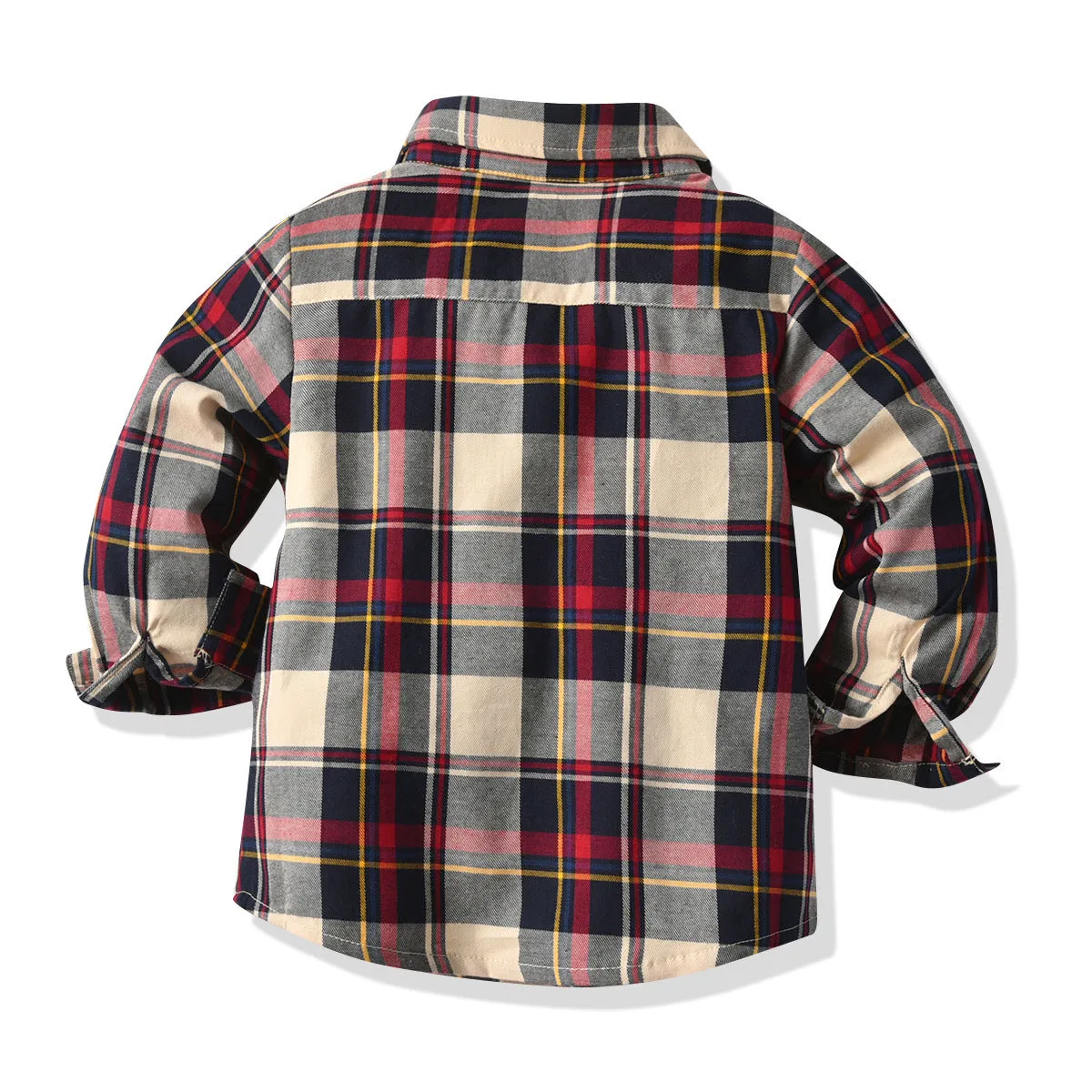2 Pieces Set Baby Kid Boys Birthday Party Checked Shirts And Solid Color Pants Wholesale 21110938