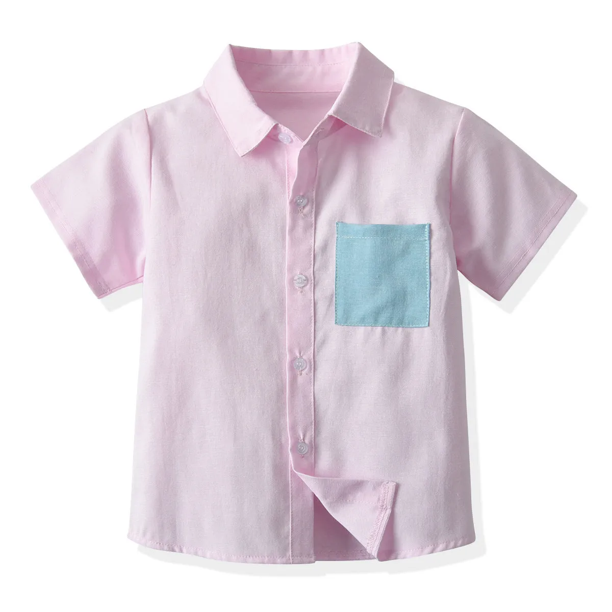 2 Pieces Set Baby Kid Boys Birthday Party Color-blocking Bow Shirts And Solid Color Rompers Wholesale 220531518