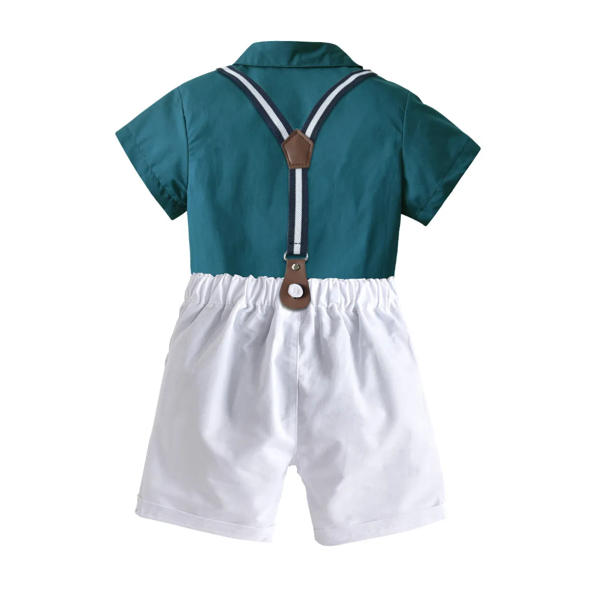 2 Pieces Set Baby Kid Boys Birthday Party Solid Color Bow Shirts And Rompers Wholesale 220531157