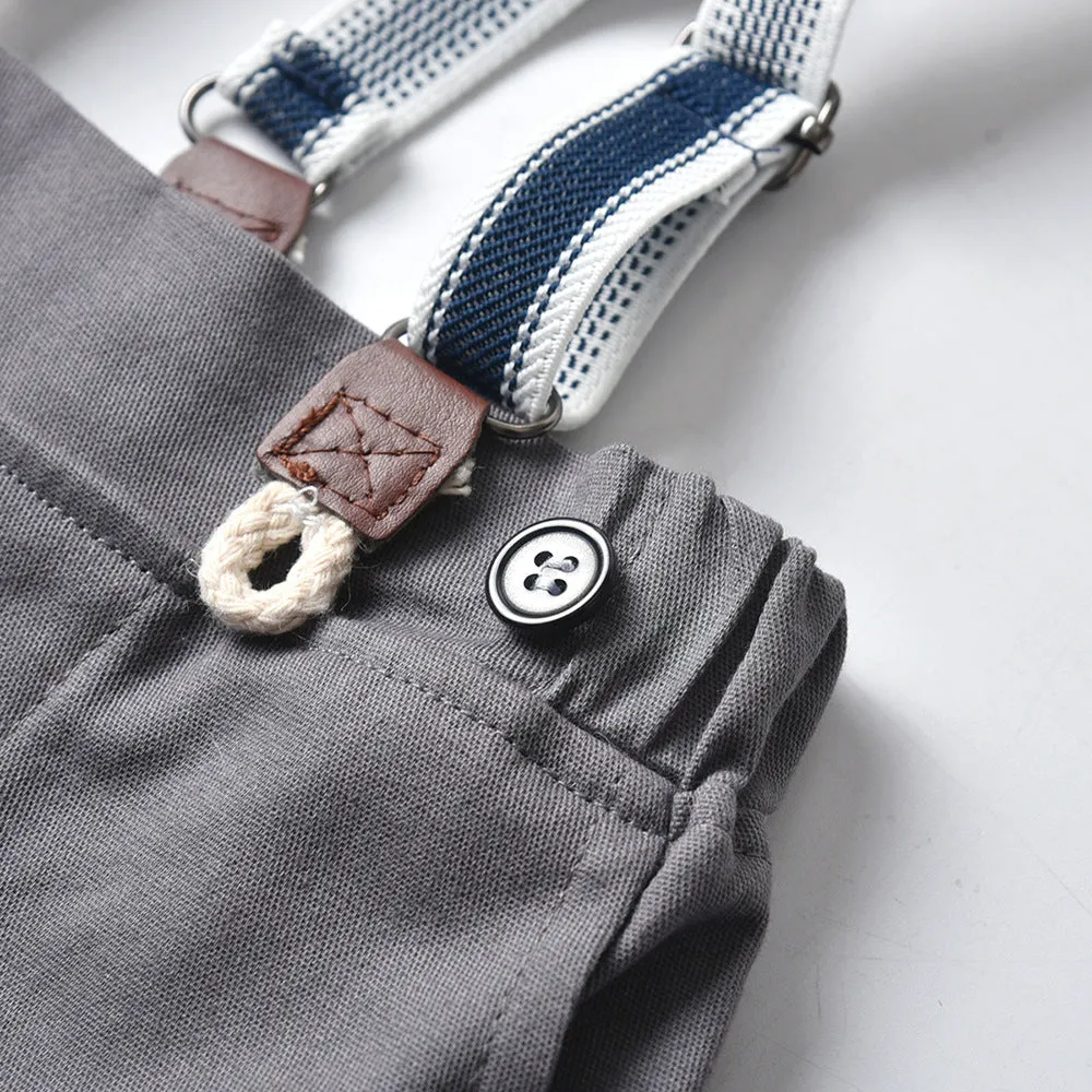 2 Pieces Set Baby Kid Boys Birthday Solid Color Bow Shirts And Rompers Wholesale 221214141