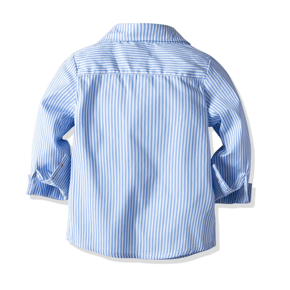 2 Pieces Set Baby Kid Boys Dressy Striped Shirts And Solid Color Jumpsuits Wholesale 21110987
