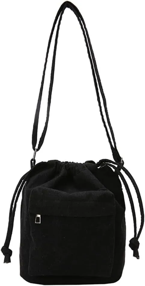 2023 Drawstring Bucket Bags Simple Fashion Bag Crossbody Bag Corduroy Shoulder Bag Versatile Travel Bag for Women Girl