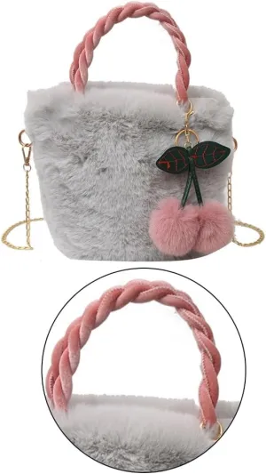 2023 NEW Bucket Bag with Pendant Plush Fashion Chain Bag Crossbody Bag Versatile Shoulder Bag for Women Girl