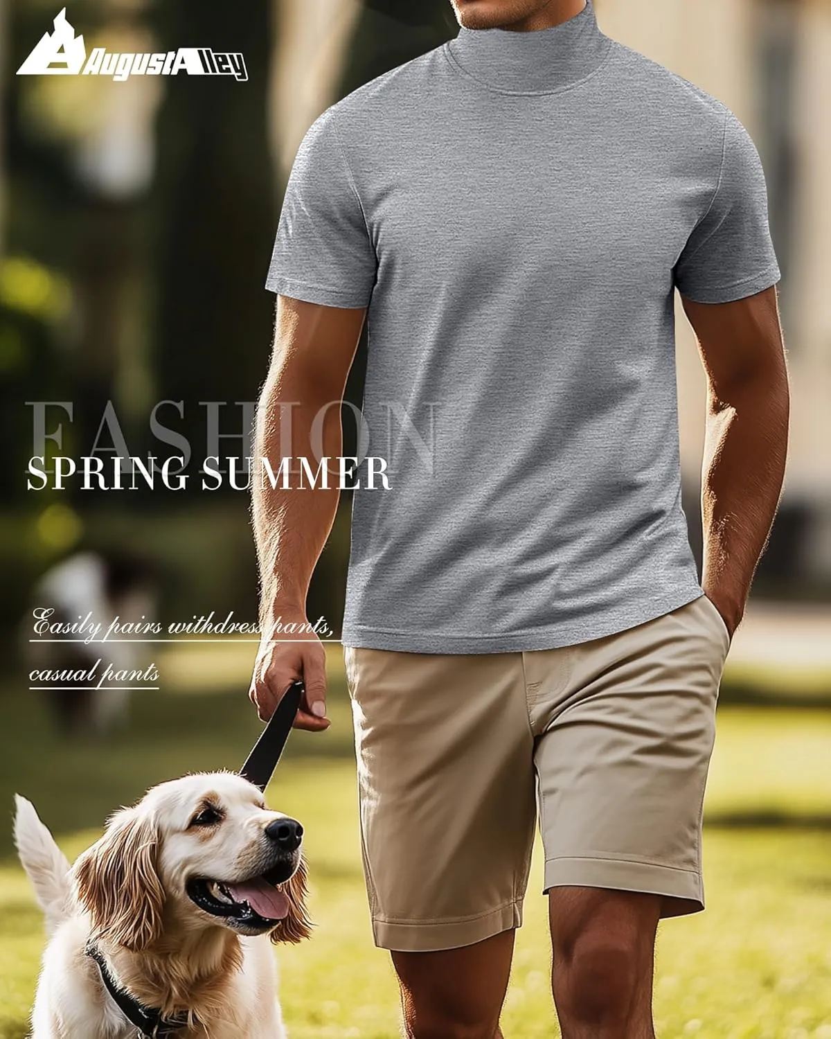 3 Pack Men's Turtleneck T Shirts, Cotton Short Sleeve Mock Neck Undershirt Summer Casual Basic Pullover Tops
