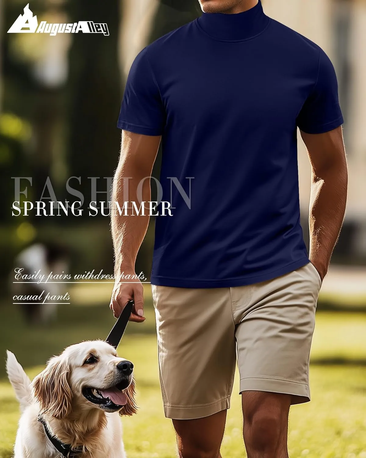 3 Pack Men's Turtleneck T Shirts, Cotton Short Sleeve Mock Neck Undershirt Summer Casual Basic Pullover Tops
