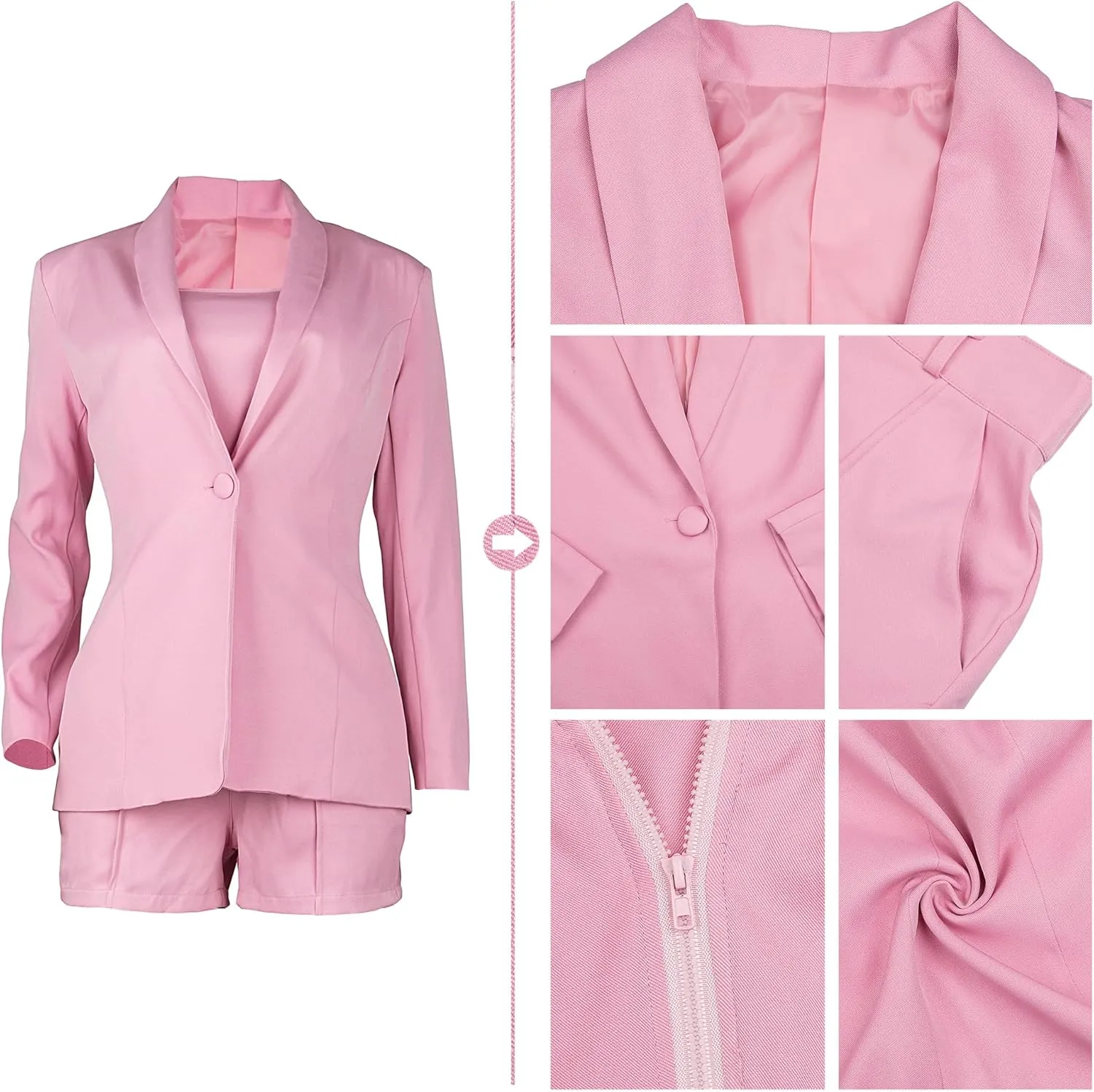 3 Piece Blazer Sets for Women Open Front Button Blazer   Crop Tops   Shorts Bottoms with Belt Business Suit Sets