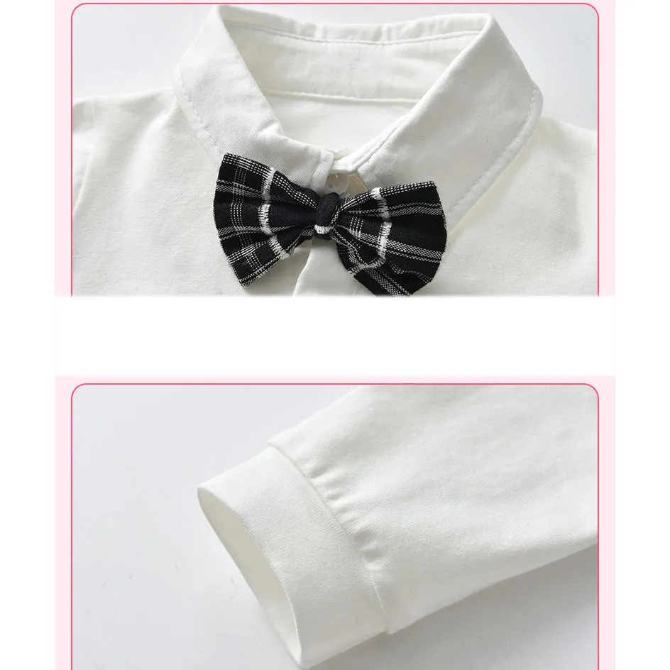3 Pieces Set Baby Boys Dressy Checked Vests Waistcoats Bow Rompers And Pants Suits Wholesale 220909317