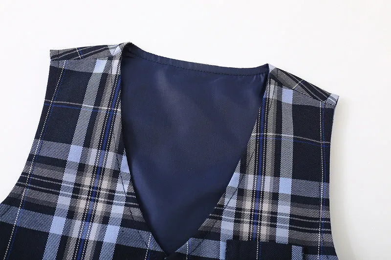 3 Pieces Set Baby Kid Boys Birthday Party Solid Color Bow Shirts Checked Vests Waistcoats And Pants Wholesale 221216530