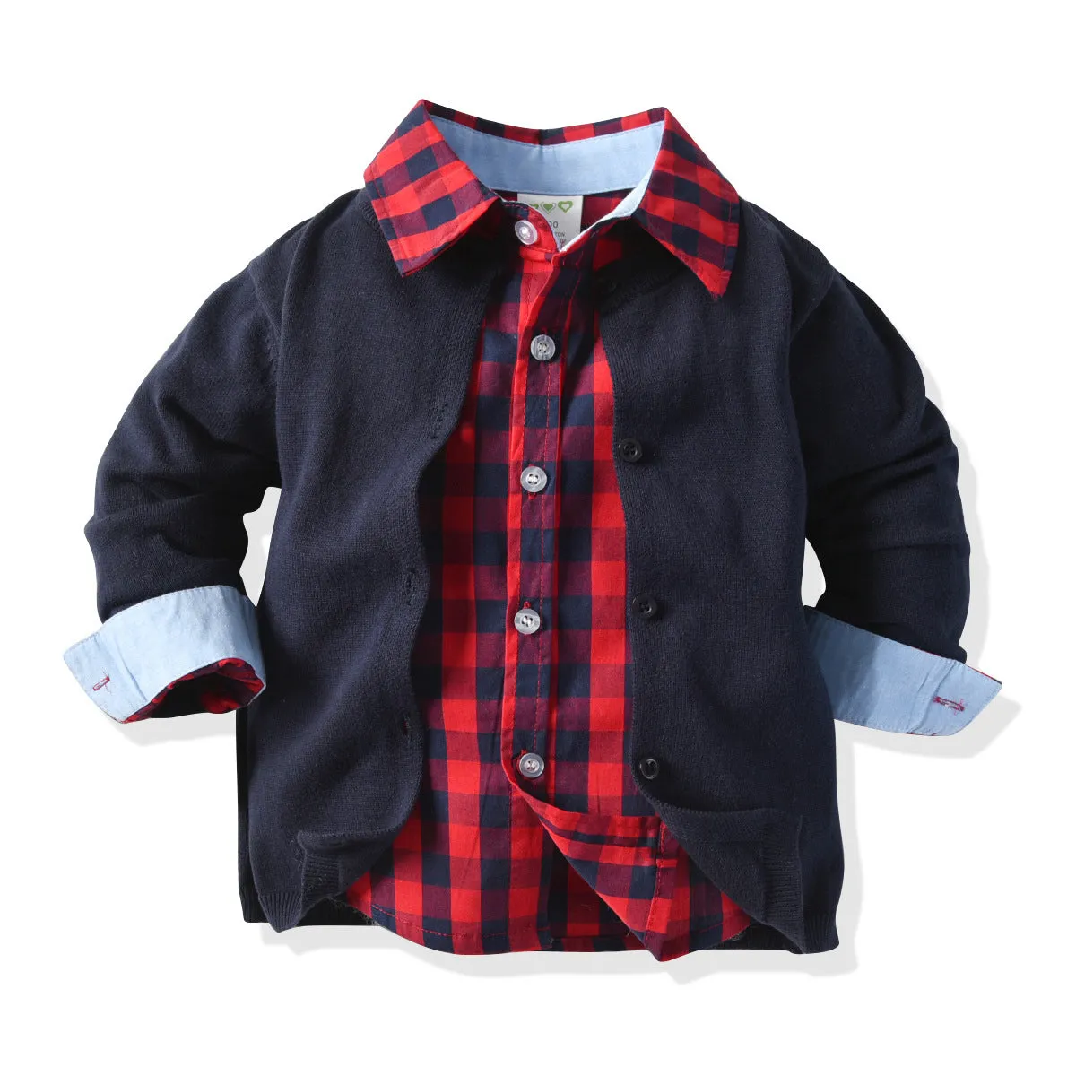 3 Pieces Set Baby Kid Boys Dressy Birthday Party Checked Bow Shirts And Solid Color Cardigan And Jumpsuits Wholesale 211109686