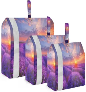 3 Set Travel Packing Cubes Lightweight Foldable Beautiful Lavender Field Luggage Bags Organizers for Travel Accessories Travel Essentials