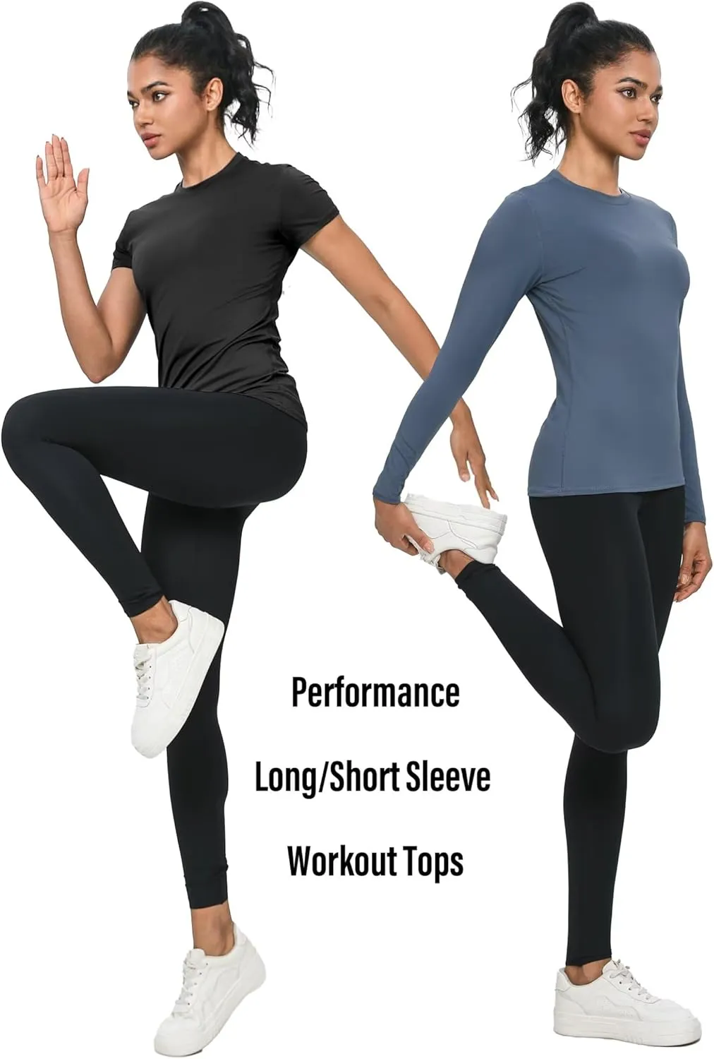 5-Pack Women's Compression Shirts Long & Short Sleeve Workout Tops Athletic Baselayer Quick Dry Gym Yoga Running T-Shirt