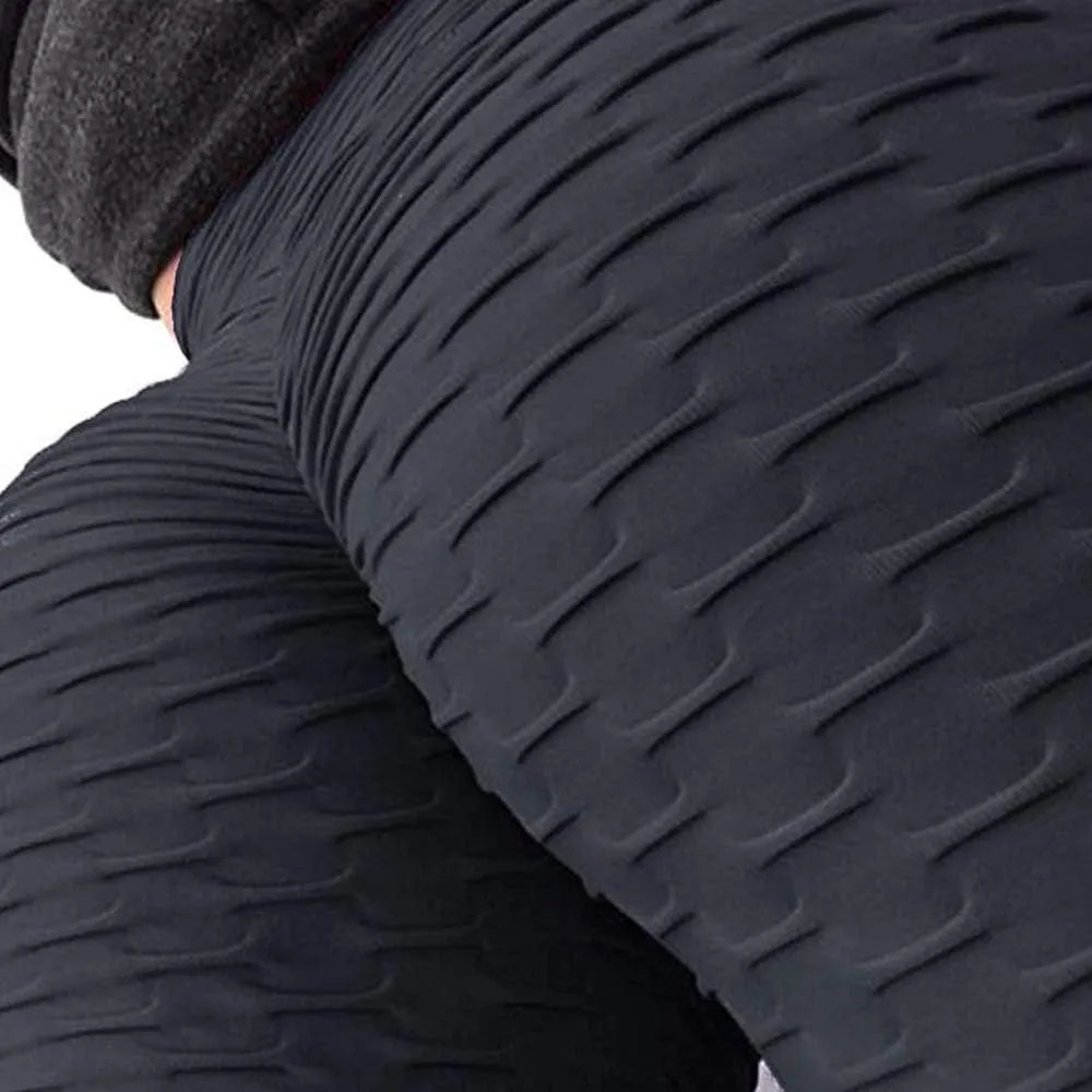 A AGROSTE Women's High Waist Yoga Pants Tummy Control Workout Ruched Butt Lifting Stretchy Leggings Textured Booty Tights
