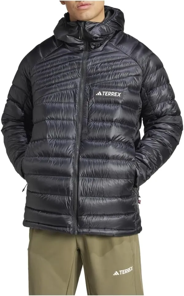 adidas Mens Terrex Xperior Cold.Rdy Down Hooded Jacket Hiking Athletic Outerwear Casual Lightweight - Black - Size S