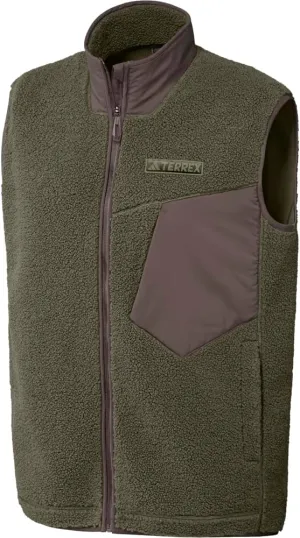 adidas Mens Terrex Xploric High Pile Fleece Vest Hiking Athletic Outerwear Casual Pockets - Green - Size XL