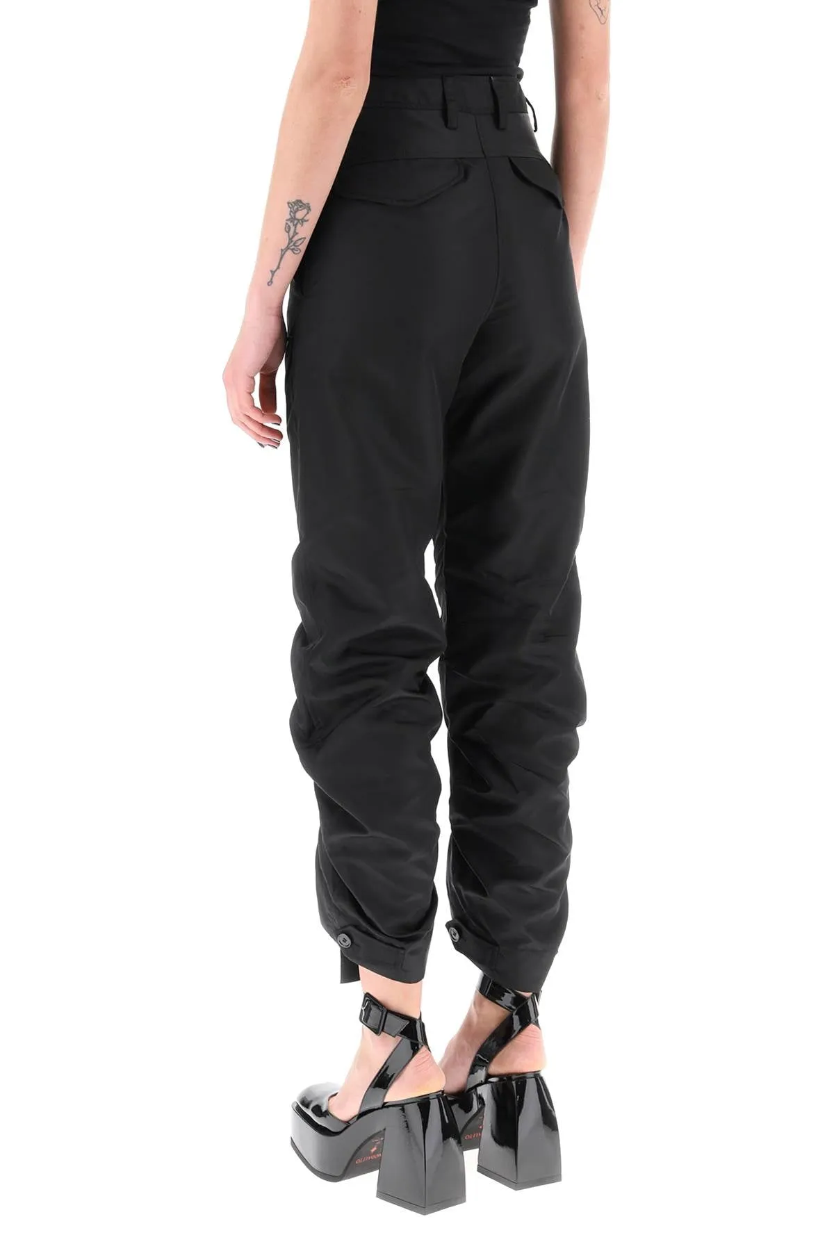 adjustable satin cargo pants