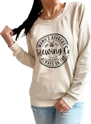 AEARGIV Women Causal Maternity Nursing Sweatshirt Comfort Friendly Zip Breastfeeding Pullover Tops Mama's Boobery Sweater