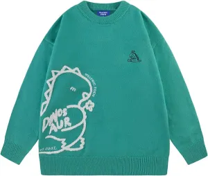 Aelfric Eden Cartoon Dinosaur Sweaters Graphic Crewneck Printed Oversized Pullover Sweater Couple Tops