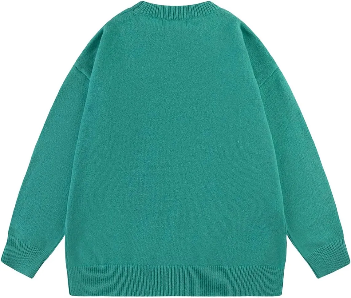 Aelfric Eden Cartoon Dinosaur Sweaters Graphic Crewneck Printed Oversized Pullover Sweater Couple Tops