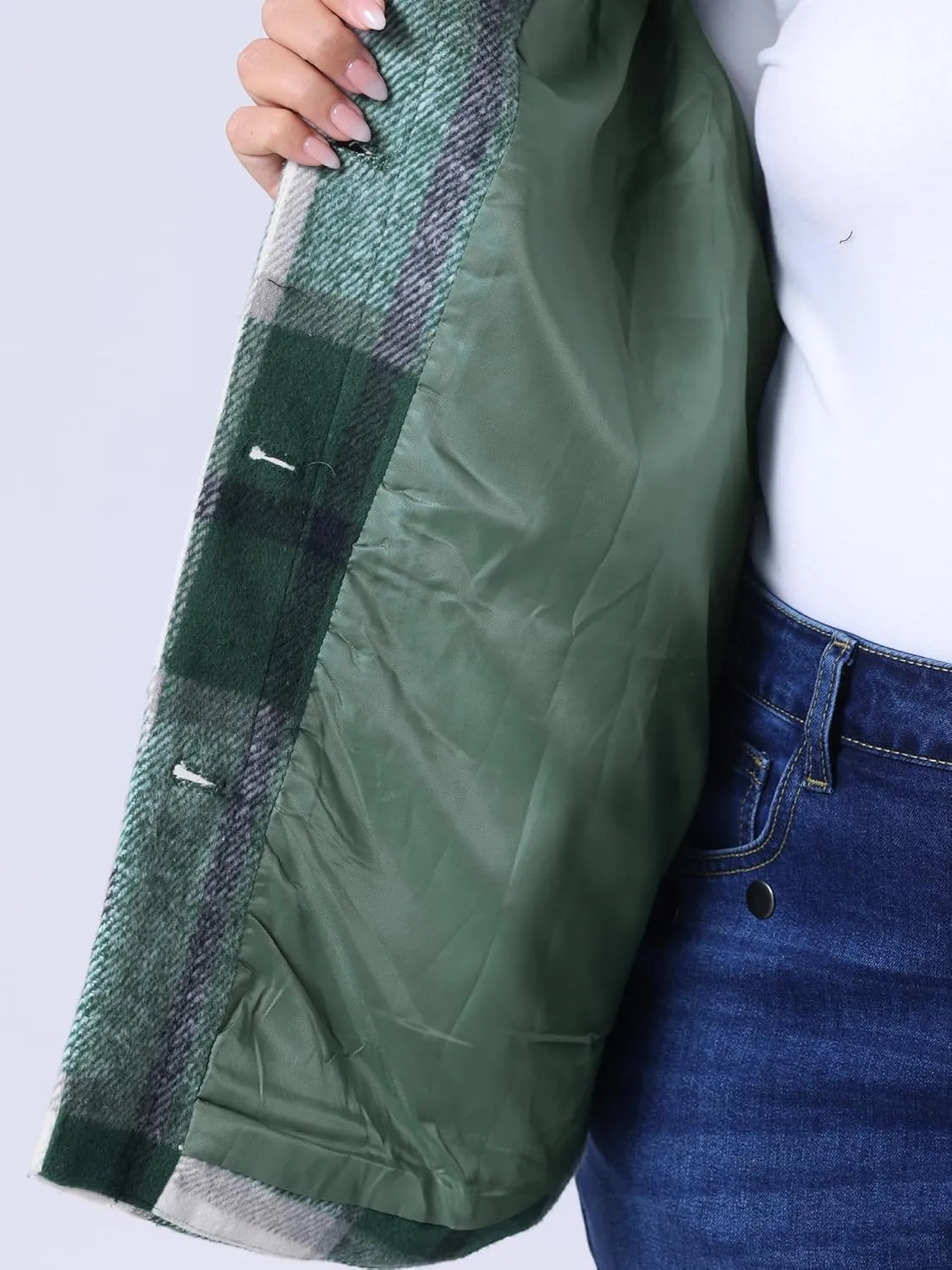 Agnes Orinda Plus Size Coat for Women Plaid Vest Coat Slash Pocket Sleeveless Button Down Jacket Outerwear