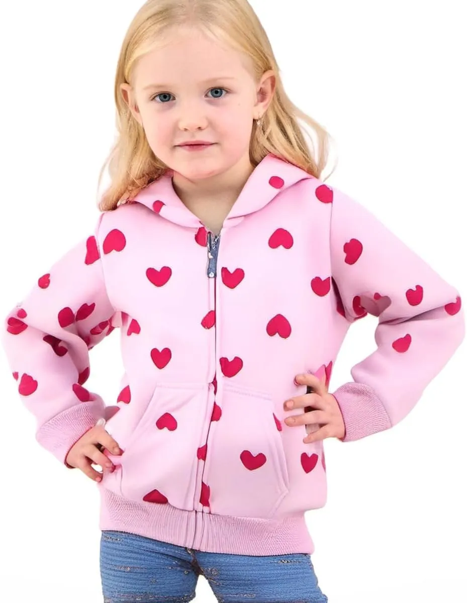 Akyzic Girls Zip Up Hoodie Toddler Lightweight Fall Jacket Cotton Unicorn Hooded Sweatshirt Kids Winter Outerwear