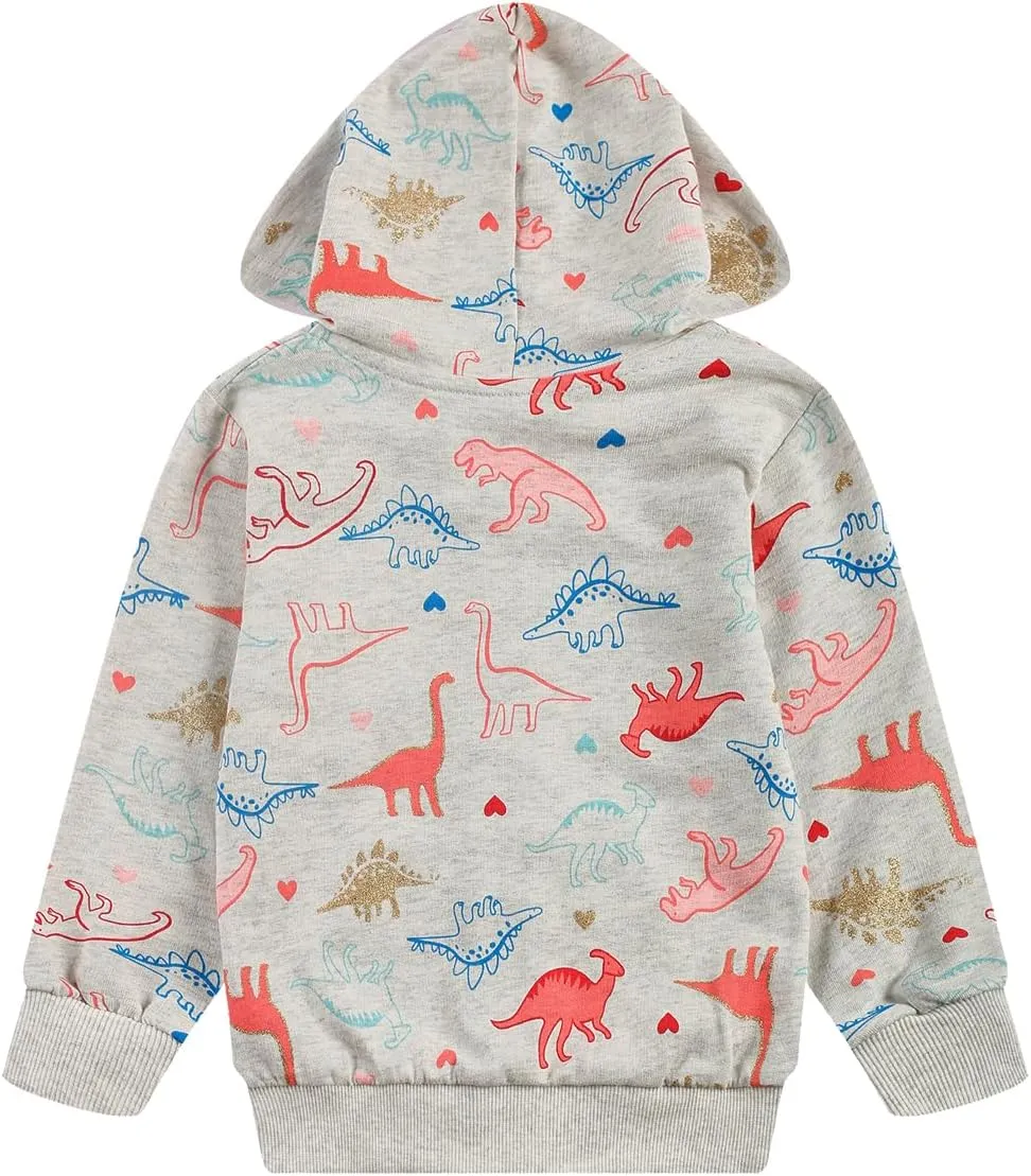 Akyzic Girls Zip Up Hoodie Toddler Lightweight Fall Jacket Cotton Unicorn Hooded Sweatshirt Kids Winter Outerwear