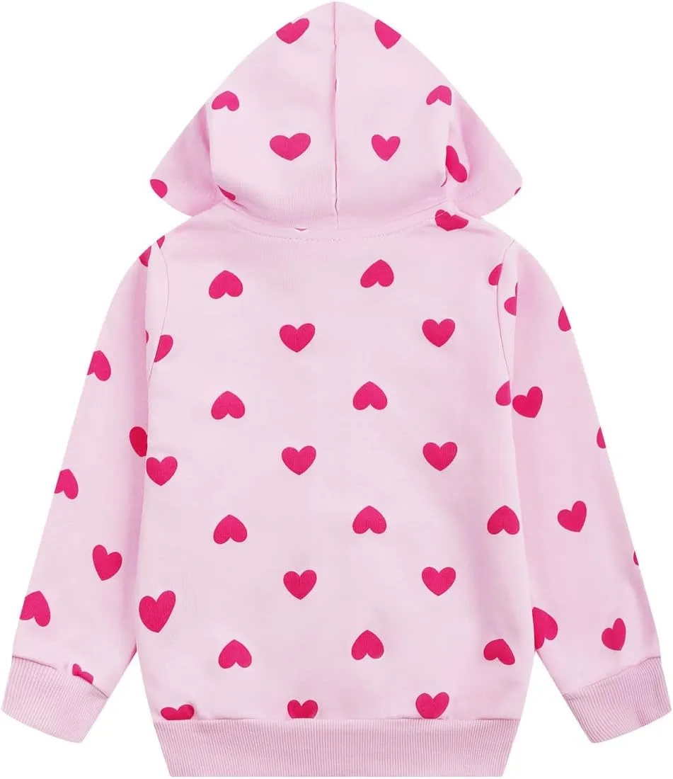 Akyzic Girls Zip Up Hoodie Toddler Lightweight Fall Jacket Cotton Unicorn Hooded Sweatshirt Kids Winter Outerwear