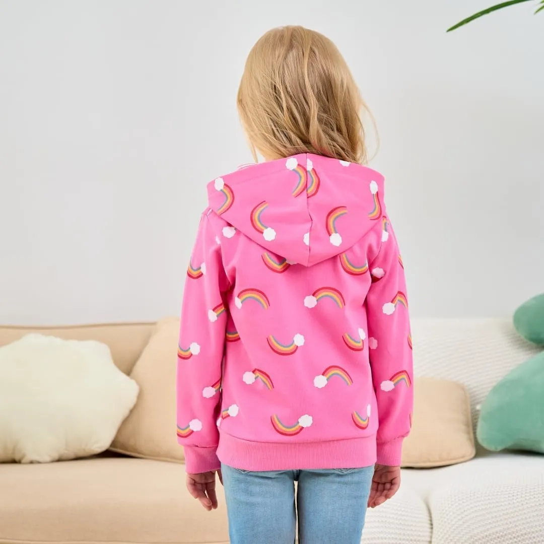 Akyzic Girls Zip Up Hoodie Toddler Lightweight Fall Jacket Cotton Unicorn Hooded Sweatshirt Kids Winter Outerwear