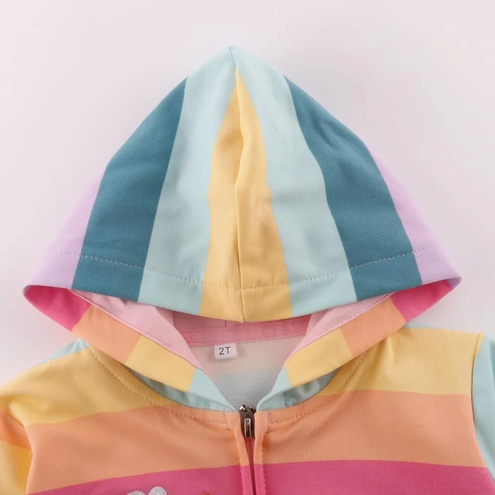 Akyzic Girls Zip Up Hoodie Toddler Lightweight Fall Jacket Cotton Unicorn Hooded Sweatshirt Kids Winter Outerwear