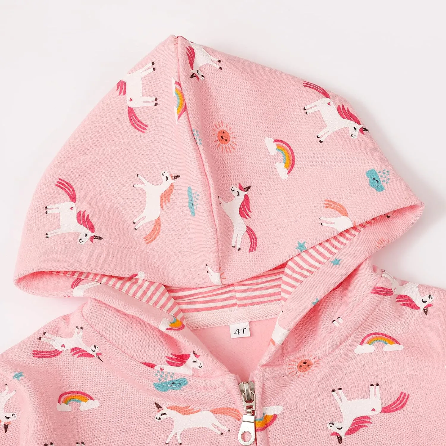 Akyzic Girls Zip Up Hoodie Toddler Lightweight Fall Jacket Cotton Unicorn Hooded Sweatshirt Kids Winter Outerwear