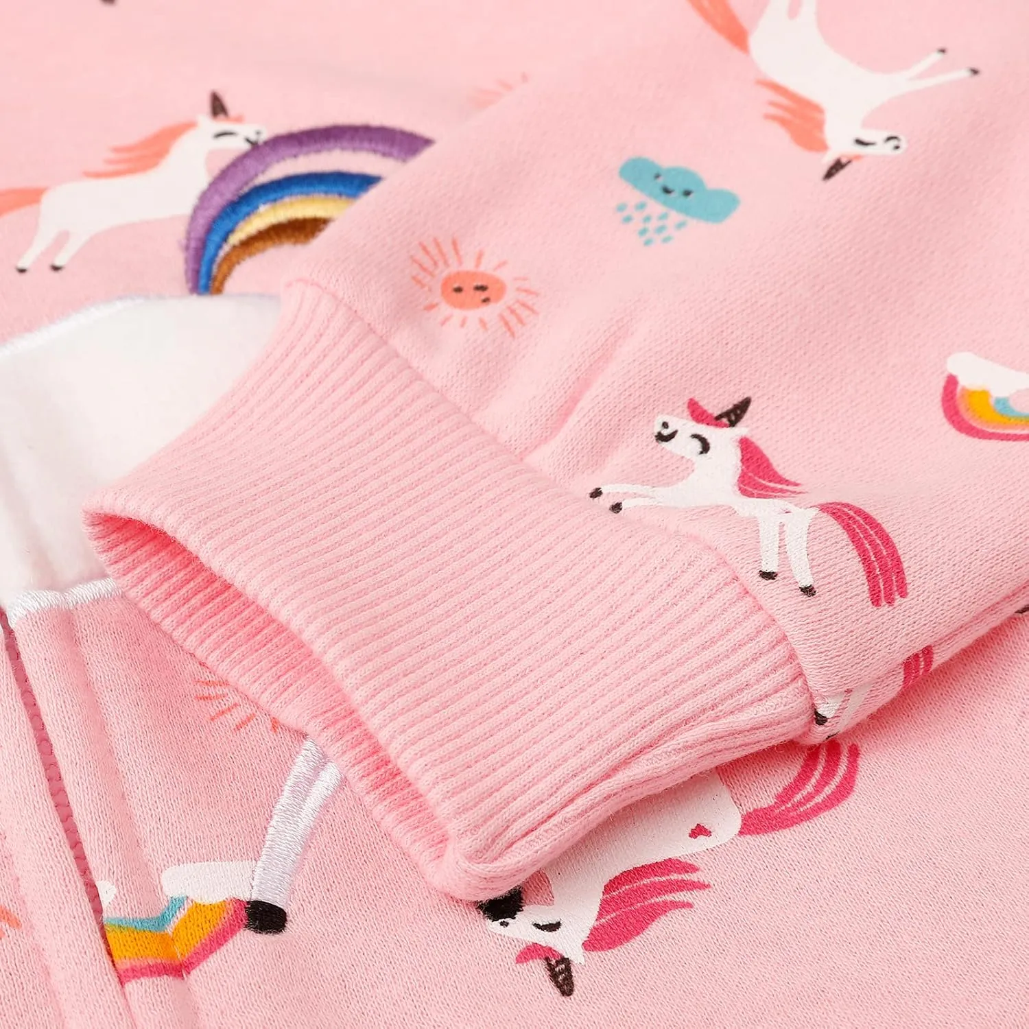Akyzic Girls Zip Up Hoodie Toddler Lightweight Fall Jacket Cotton Unicorn Hooded Sweatshirt Kids Winter Outerwear