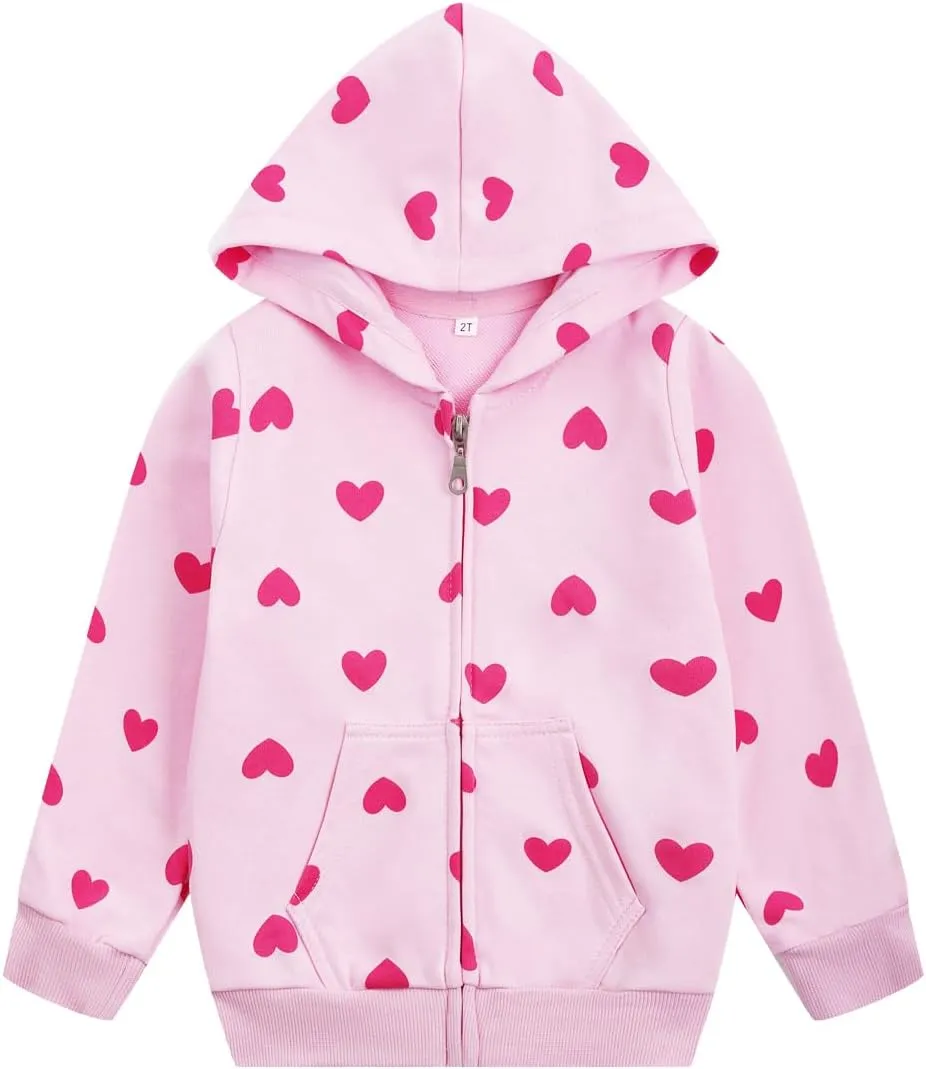 Akyzic Girls Zip Up Hoodie Toddler Lightweight Fall Jacket Cotton Unicorn Hooded Sweatshirt Kids Winter Outerwear