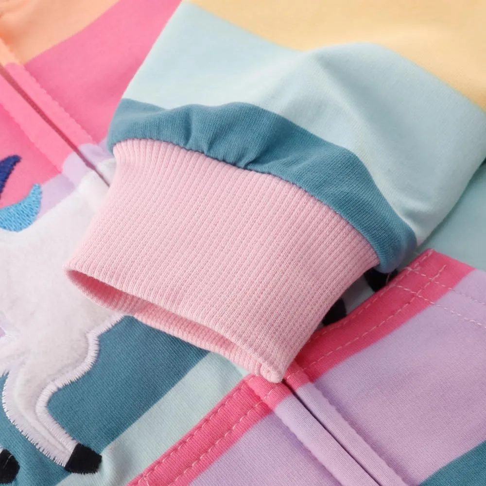 Akyzic Girls Zip Up Hoodie Toddler Lightweight Fall Jacket Cotton Unicorn Hooded Sweatshirt Kids Winter Outerwear