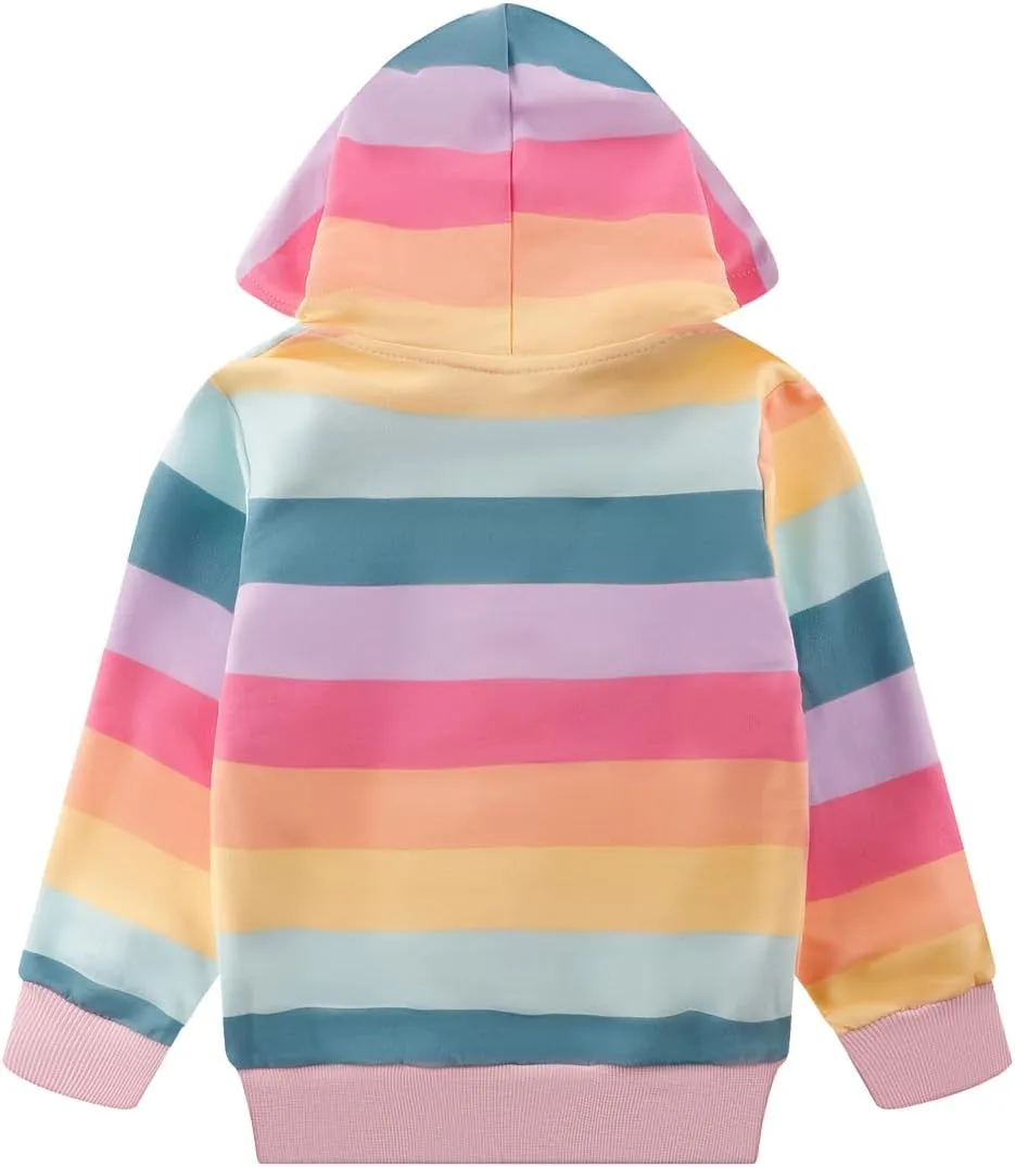 Akyzic Girls Zip Up Hoodie Toddler Lightweight Fall Jacket Cotton Unicorn Hooded Sweatshirt Kids Winter Outerwear