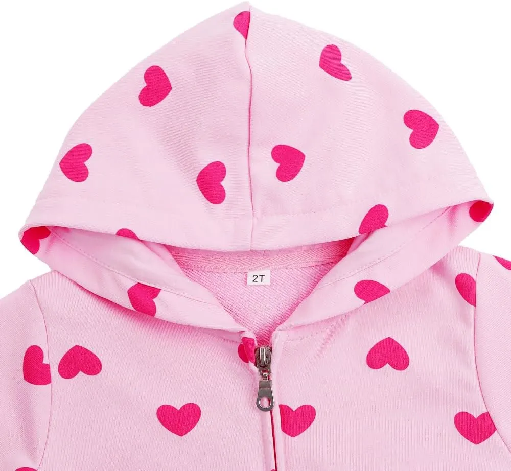 Akyzic Girls Zip Up Hoodie Toddler Lightweight Fall Jacket Cotton Unicorn Hooded Sweatshirt Kids Winter Outerwear