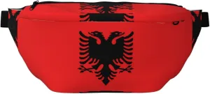 Albanian Flag Stylish Crossbody Waist Pack - Versatile And Compact Travel Pouch For Hands-Free Storage, Black, PBYB-12185A