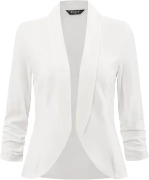 Allegra K Velvet Jackets for Women's 3/4 Sleeve Open Front Velvet Cardigan